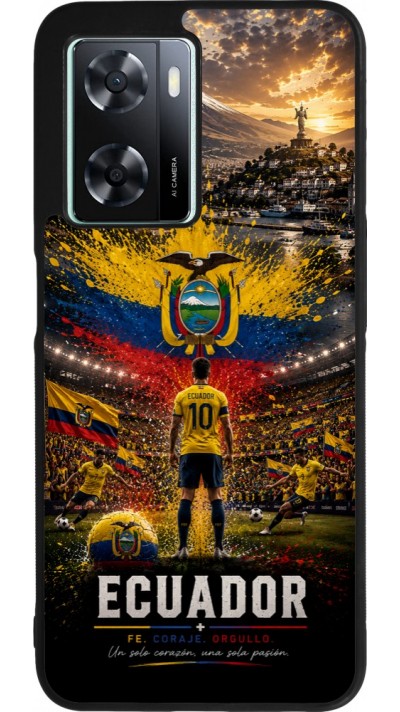 OPPO A57 5G Case Hülle - Silikon schwarz Fussball Ecuador splash 2026