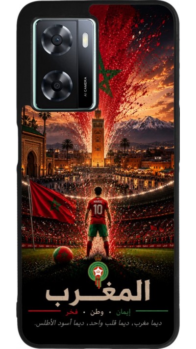 OPPO A57 5G Case Hülle - Silikon schwarz Fussball Marokko splash 2026