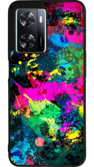 Coque OPPO A57 5G - Silicone rigide noir Splash paint