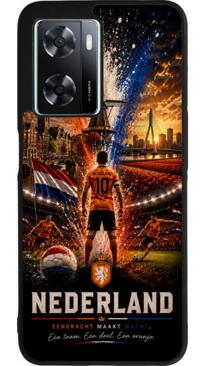 OPPO A57 5G Case Hülle - Silikon schwarz Fussball Niederlande splash 2026