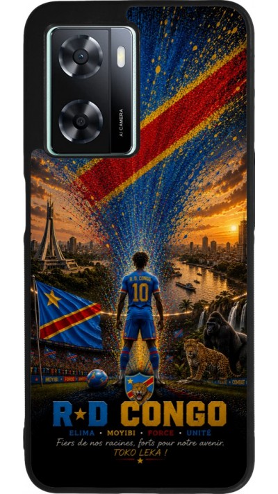 OPPO A57 5G Case Hülle - Silikon schwarz Fussball Demokratische Republik Kongo splash 2026