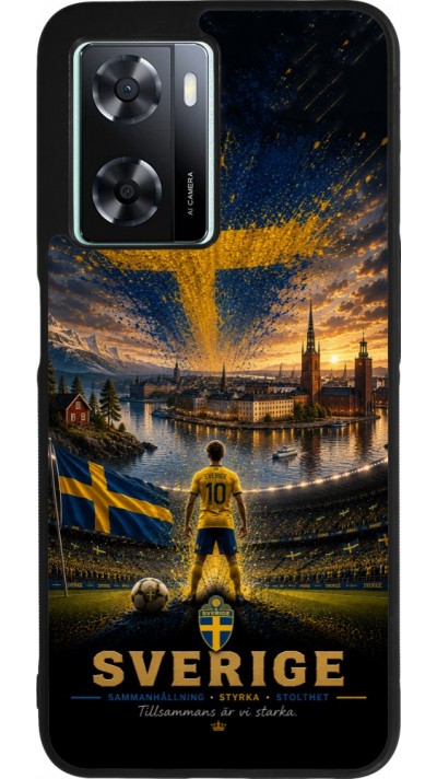 OPPO A57 5G Case Hülle - Silikon schwarz Fussball Schweden splash 2026