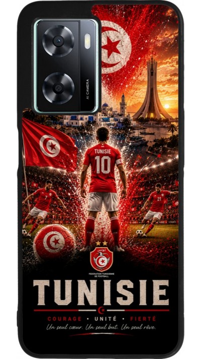 OPPO A57 5G Case Hülle - Silikon schwarz Fussball Tunesien splash 2026