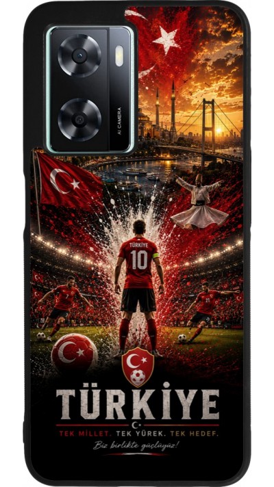 OPPO A57 5G Case Hülle - Silikon schwarz Fussball Türkei splash 2026