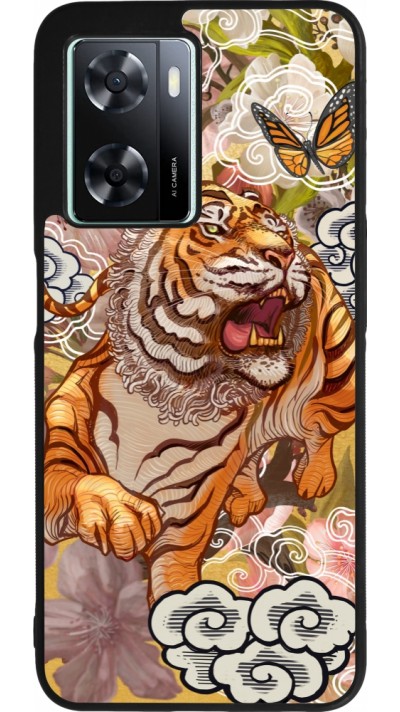 OPPO A57 5G Case Hülle - Silikon schwarz Spring 23 japanese tiger