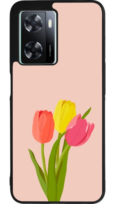 Coque OPPO A57 5G - Silicone rigide noir Spring 23 tulip trio