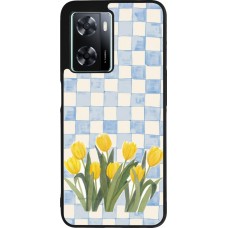 OPPO A57 5G Case Hülle - Silikon schwarz Blue vichy tulips Spring 2026