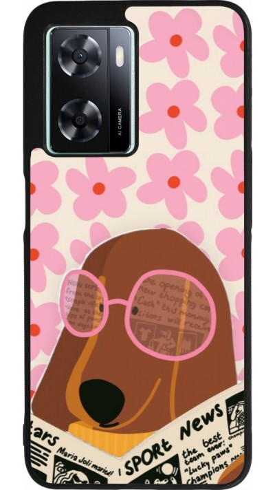 Coque OPPO A57 5G - Silicone rigide noir Dog with newspaper Spring 2026