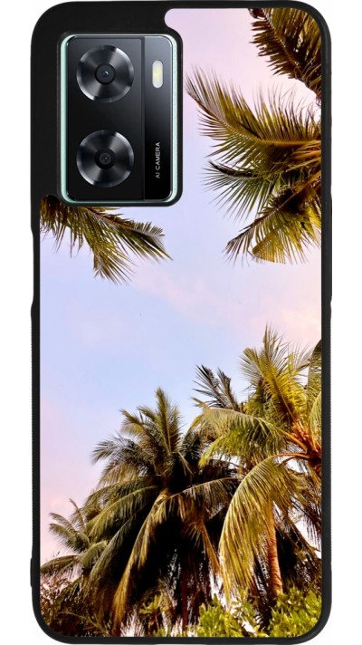OPPO A57 5G Case Hülle - Silikon schwarz Summer 2023 palm tree vibe
