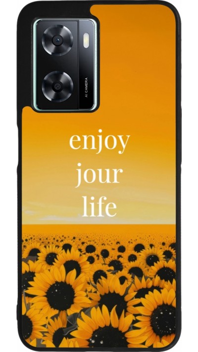 OPPO A57 5G Case Hülle - Silikon schwarz Summer 2025 Enjoy your life