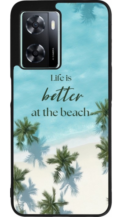 OPPO A57 5G Case Hülle - Silikon schwarz Summer 2025 Life is better at the beach