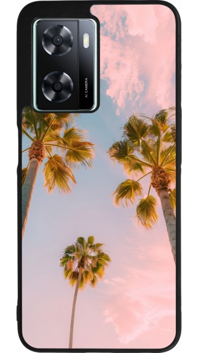 OPPO A57 5G Case Hülle - Silikon schwarz Summer 2025 Palmiers