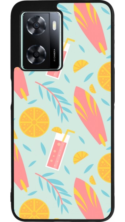 OPPO A57 5G Case Hülle - Silikon schwarz Summer 2025 Pattern citron