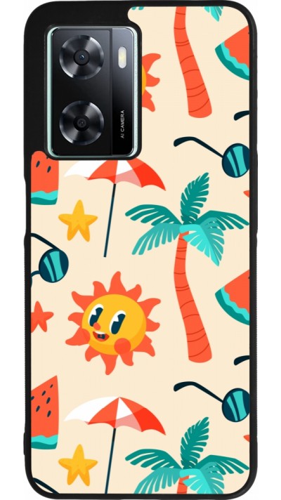 OPPO A57 5G Case Hülle - Silikon schwarz Summer 2025 Pattern soleil