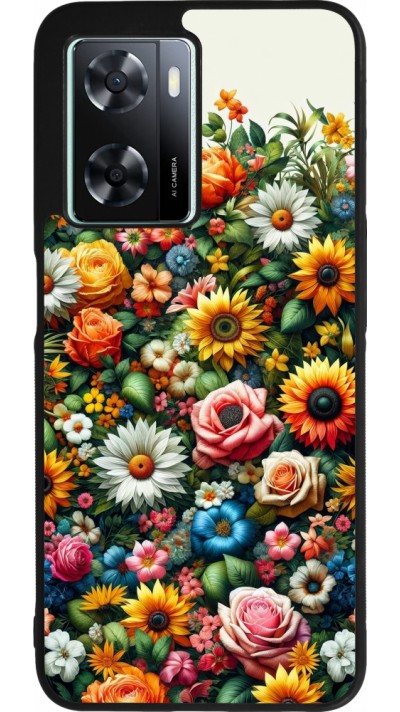 Coque OPPO A57 5G - Silicone rigide noir Summer Floral Pattern
