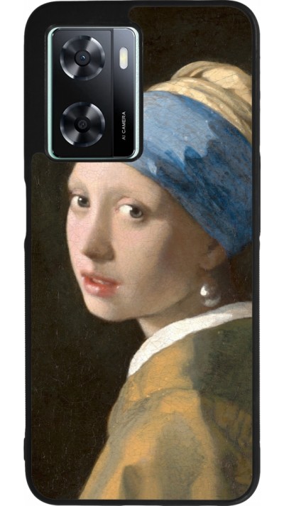 Coque OPPO A57 5G - Silicone rigide noir Tableau art - La Jeune fille à la perle - Johannes Vermeer
