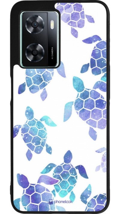 Coque OPPO A57 5G - Silicone rigide noir Turtles pattern watercolor
