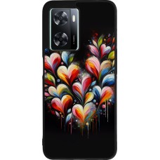 OPPO A57 5G Case Hülle - Silikon schwarz Valentin 2024 Schwarzes Herz Abstrakt