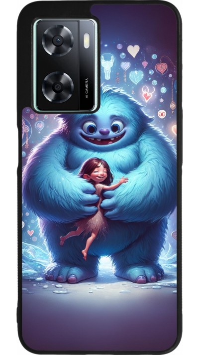Coque OPPO A57 5G - Silicone rigide noir Valentine 2024 Fluffy Love