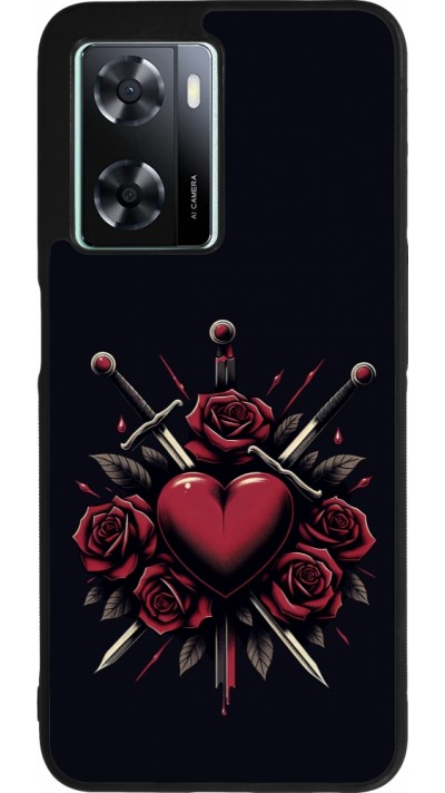 Coque OPPO A57 5G - Silicone rigide noir Valentine 2024 gothic love