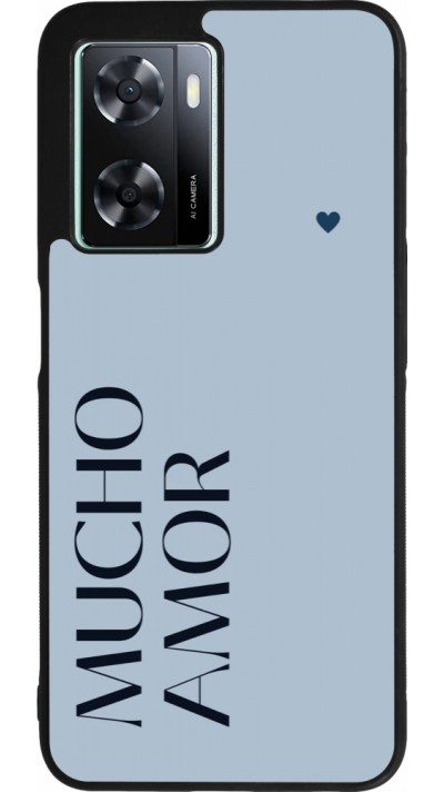 Coque OPPO A57 5G - Silicone rigide noir Valentine 2024 mucho amor azul