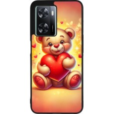 OPPO A57 5G Case Hülle - Silikon schwarz Valentin 2024 Teddy Liebe