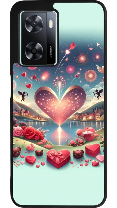 OPPO A57 5G Case Hülle - Silikon schwarz Valentin 2025 Schick