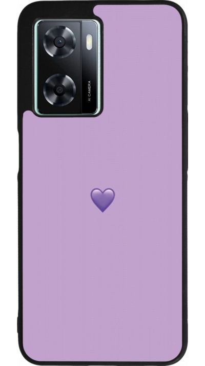 Coque OPPO A57 5G - Silicone rigide noir Valentine 2023 purpule single heart