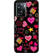 OPPO A57 5G Case Hülle - Silikon schwarz Valentine 2023 love symbols