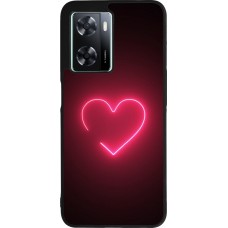 OPPO A57 5G Case Hülle - Silikon schwarz Valentine 2023 single neon heart