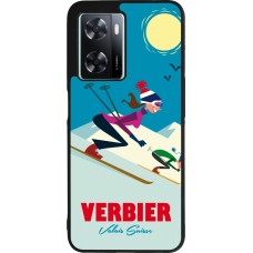 OPPO A57 5G Case Hülle - Silikon schwarz Verbier Ski Downhill