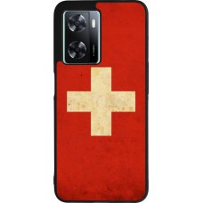 OPPO A57 5G Case Hülle - Silikon schwarz Vintage Flag SWISS