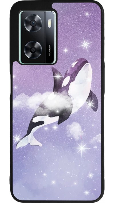 Coque OPPO A57 5G - Silicone rigide noir Whale in sparking stars