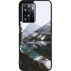 OPPO A57 5G Case Hülle - Silikon schwarz Winter 22 snowy mountain and lake