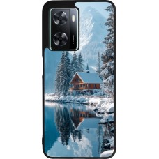 OPPO A57 5G Case Hülle - Silikon schwarz Winter 25 Winter house forest day