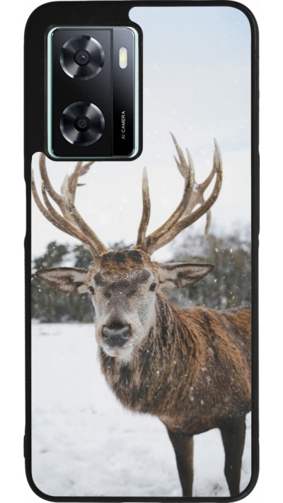 Coque OPPO A57 5G - Silicone rigide noir Winter 25 Winter reindeer