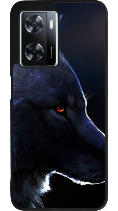Coque OPPO A57 5G - Silicone rigide noir Wolf Shape