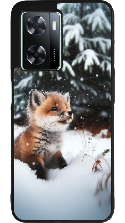 OPPO A57 5G Case Hülle - Silikon schwarz Weihnachten 2023 Fuechslein Tanne