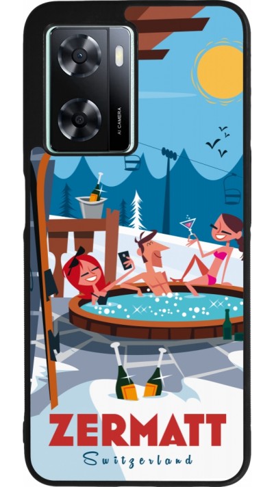 Coque OPPO A57 5G - Silicone rigide noir Zermatt Mountain Jacuzzi