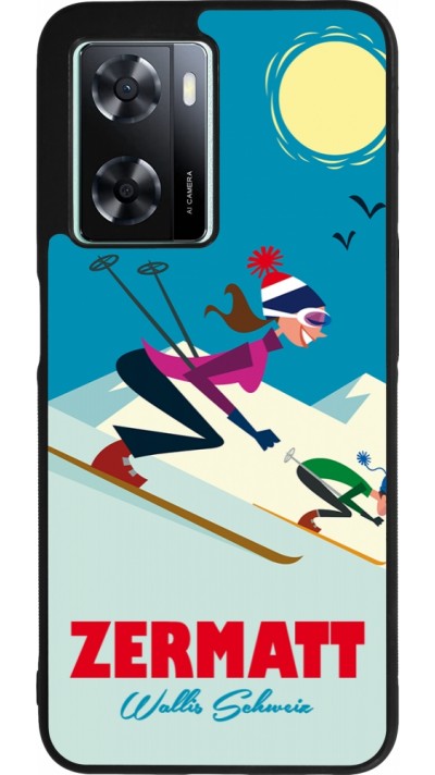 Coque OPPO A57 5G - Silicone rigide noir Zermatt Ski Downhill