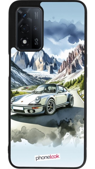 Coque OPPO A93s 5G - Silicone rigide noir Porsche 911 Mountain Watercolor