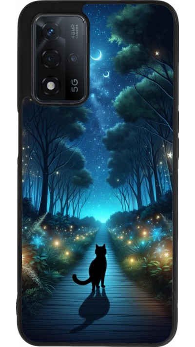 OPPO A93s 5G Case Hülle - Silikon schwarz Schwarze Katze Spaziergang