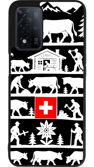 Coque OPPO A93s 5G - Silicone rigide noir Poya Suisse 1 noir