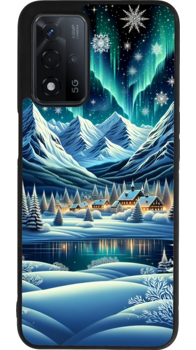 OPPO A93s 5G Case Hülle - Silikon schwarz Verschneites Bergdorf am See in der Nacht