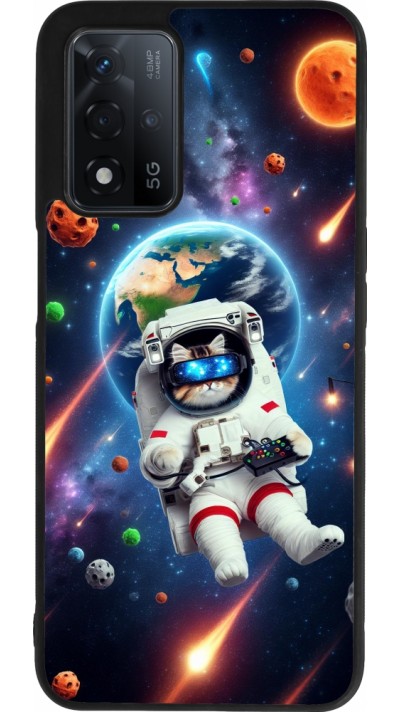 Coque OPPO A93s 5G - Silicone rigide noir VR SpaceCat Odyssey