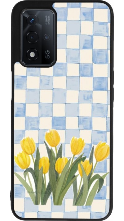 Coque OPPO A93s 5G - Silicone rigide noir Blue vichy tulips Spring 2026