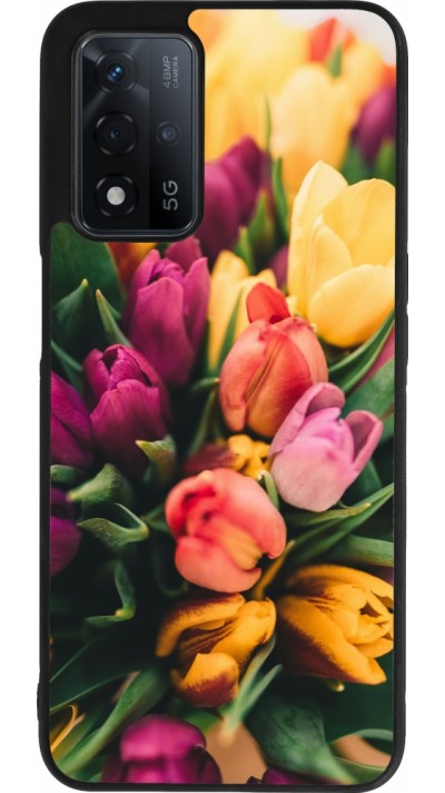 Coque OPPO A93s 5G - Silicone rigide noir Bouquet of tulips Spring 2026