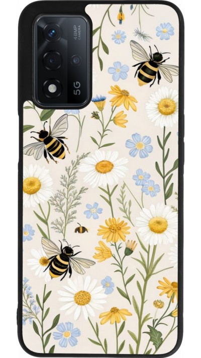 Coque OPPO A93s 5G - Silicone rigide noir Pattern bees Spring 2026