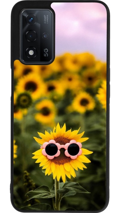 Coque OPPO A93s 5G - Silicone rigide noir Sunflower with glasses Spring 2026