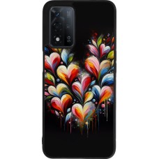 Coque OPPO A93s 5G - Silicone rigide noir Valentine 2024 Coeur Noir Abstrait